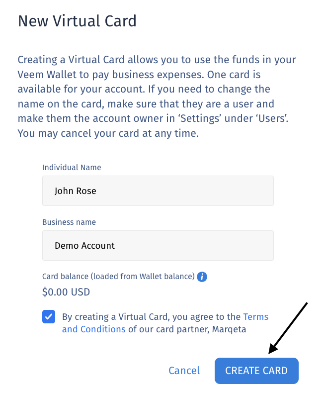 How to Apply for the Veem Virtual Card